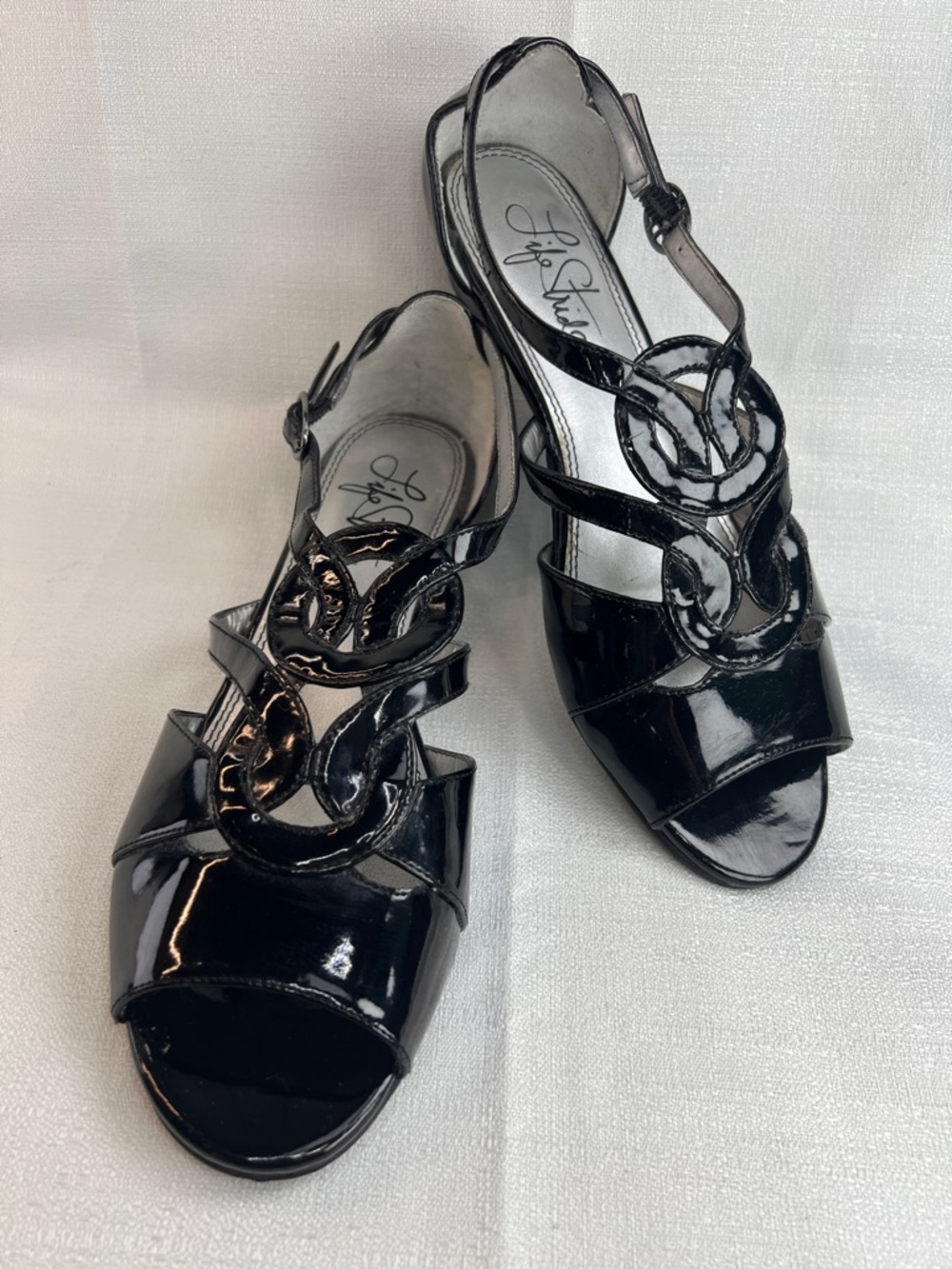 Life Stride, black, patent, leather sandals